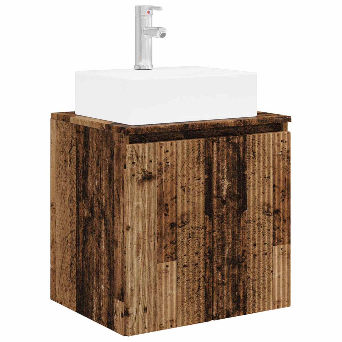 Vidaxl wandgemonteerde wastafelmeubel oud hout 49,5 x 41 x 62,5 cm