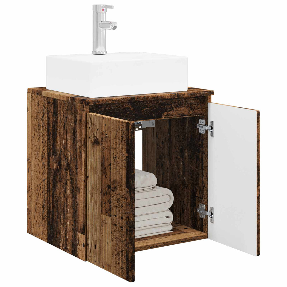 Vidaxl wandgemonteerde wastafelmeubel oud hout 49,5 x 41 x 62,5 cm