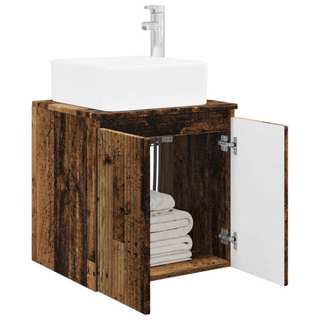 Vidaxl wandgemonteerde wastafelmeubel oud hout 53 x 35 x 63 cm