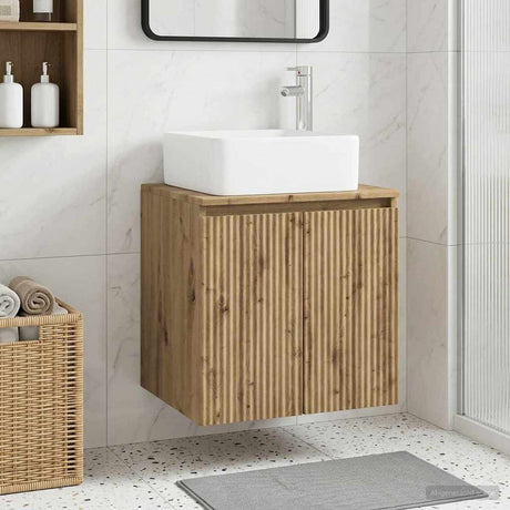Vidaxl wandgemonteerde wastafelmeubel artisanaal eiken 53 x 35 x 63 cm