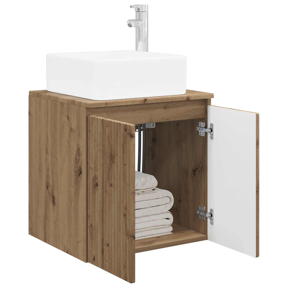 Vidaxl wandgemonteerde wastafelmeubel artisanaal eiken 53 x 35 x 63 cm