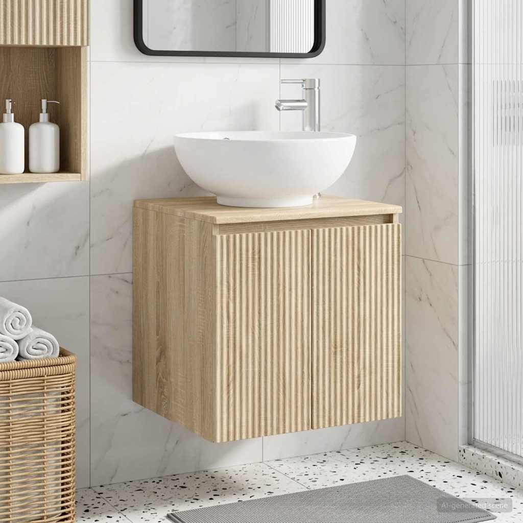 Vidaxl wandgemonteerde wastafelmeubel sonoma eiken 49,5 x 44,5 x 65 cm