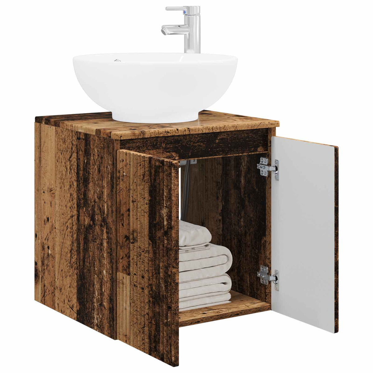 Vidaxl wandgemonteerde wastafelmeubel oud hout 49,5 x 44,5 x 65 cm