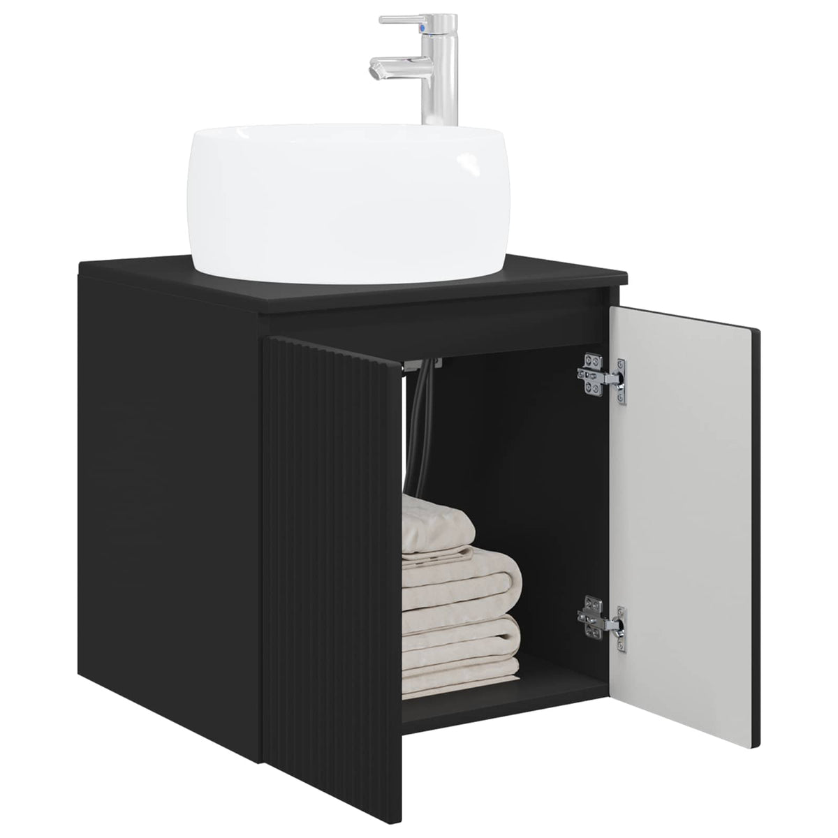 Vidaxl wandgemonteerde wastafelmeubel zwart 49,5 x 44,5 x 66 cm