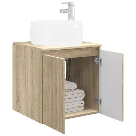 Vidaxl wandgemonteerde wastafelmeubel sonoma eiken 49,5 x 44,5 x 66 cm
