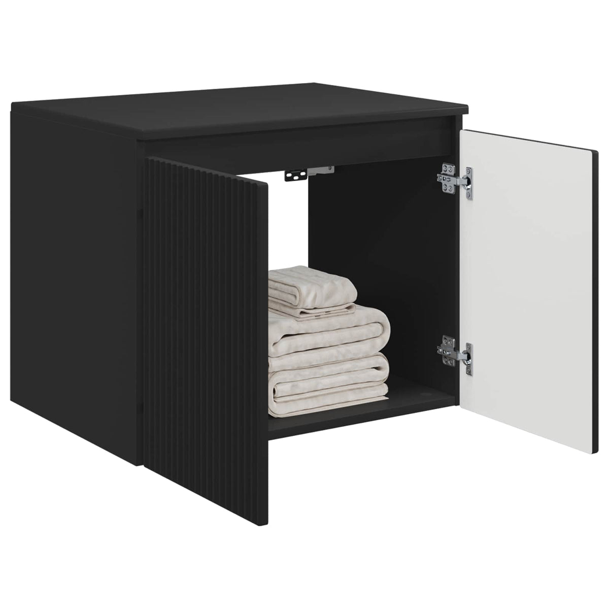 Vidaxl wand gemonteerde badkamerkast zwart 62,5 x 44,5 x 50 cm
