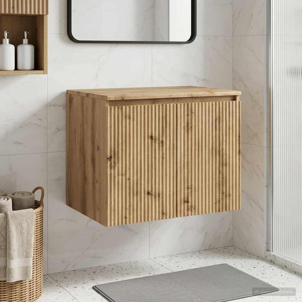 Vidaxl wand gemonteerde badkamerkast artisanaal eiken