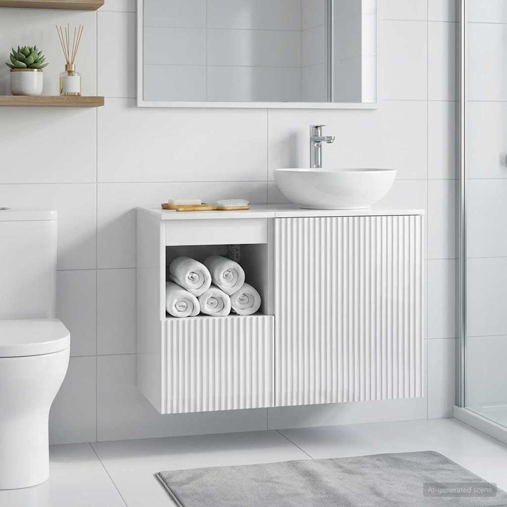 Vidaxl badkamerkast hoogglans wit 30 x 44,5 x 50 cm bewerkt hout