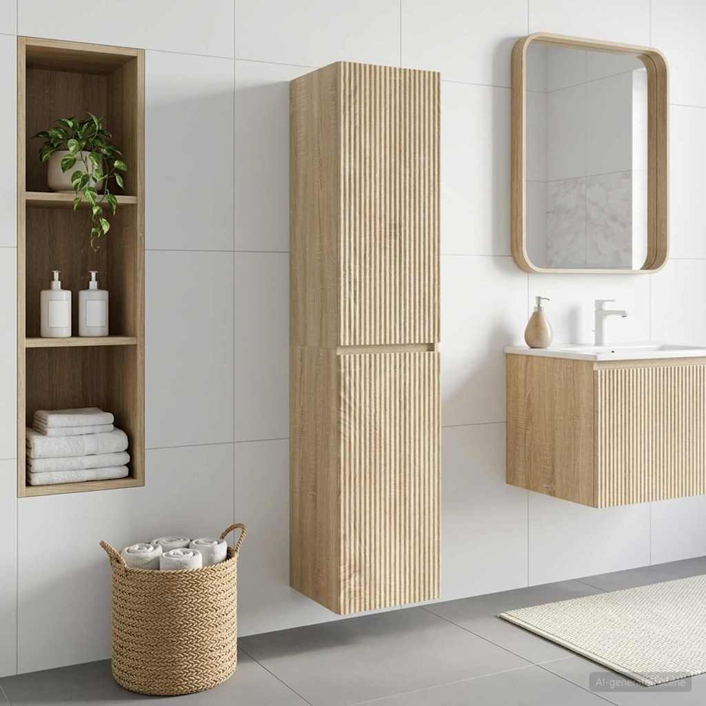 Vidaxl wand gemonteerde badkamerkast sonoma eiken 33 x 34,5 x 160 cm