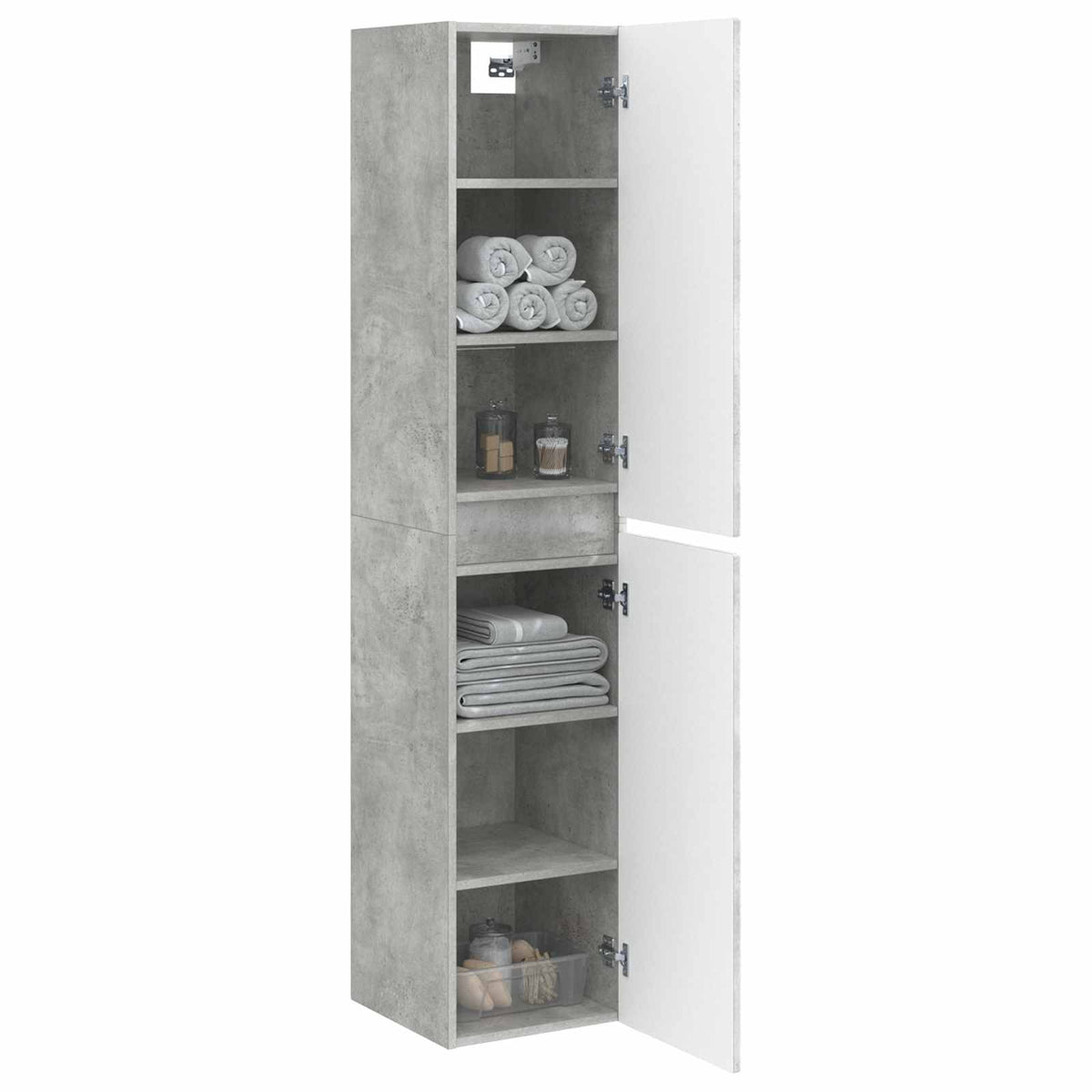 Vidaxl wand gemonteerde badkamerkast betongrijs 33 x 34,5 x 160 cm