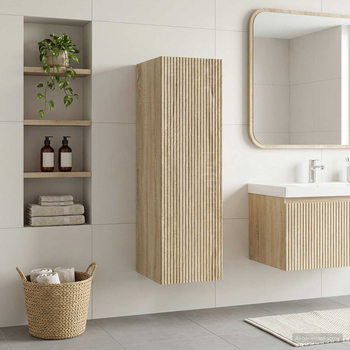 Vidaxl wand gemonteerde badkamerkast sonoma eiken 33 x 34,5 x 100 cm