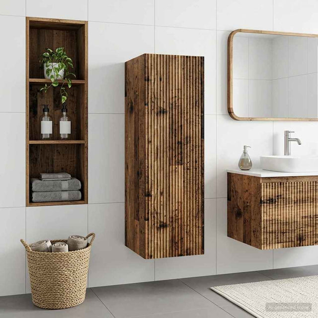Vidaxl wand gemonteerde badkamerkast oud hout 33 x 34,5 x 100 cm