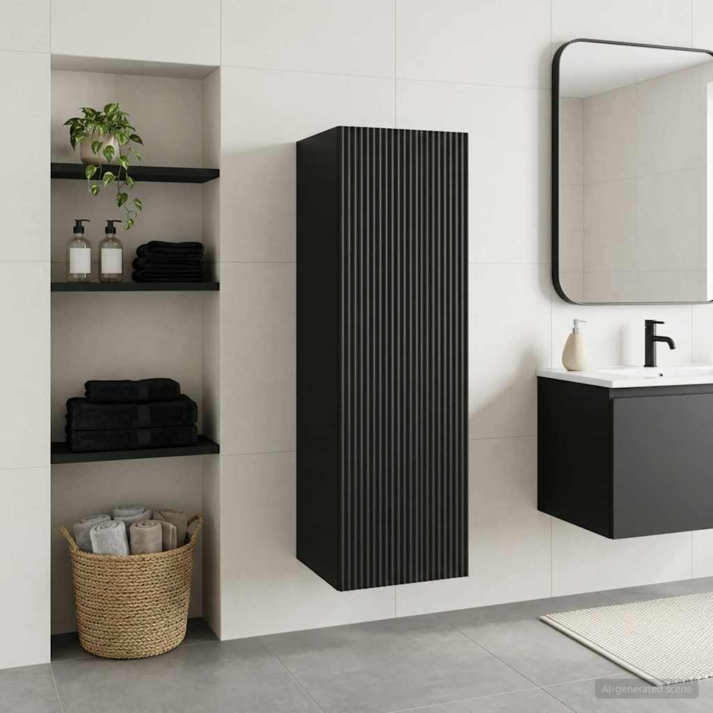 Vidaxl wand gemonteerde badkamerkast zwart 33 x 34,5 x 60 cm