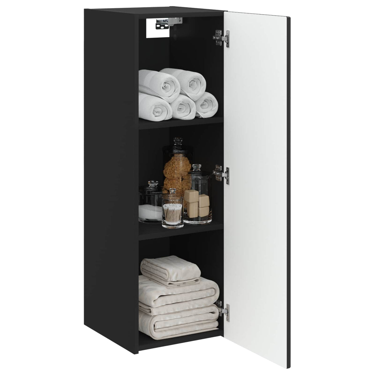 Vidaxl wand gemonteerde badkamerkast zwart 33 x 34,5 x 60 cm