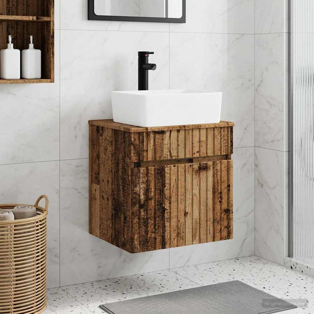 Vidaxl wandgemonteerde wastafelmeubel oud hout 49 x 41 x 63 cm