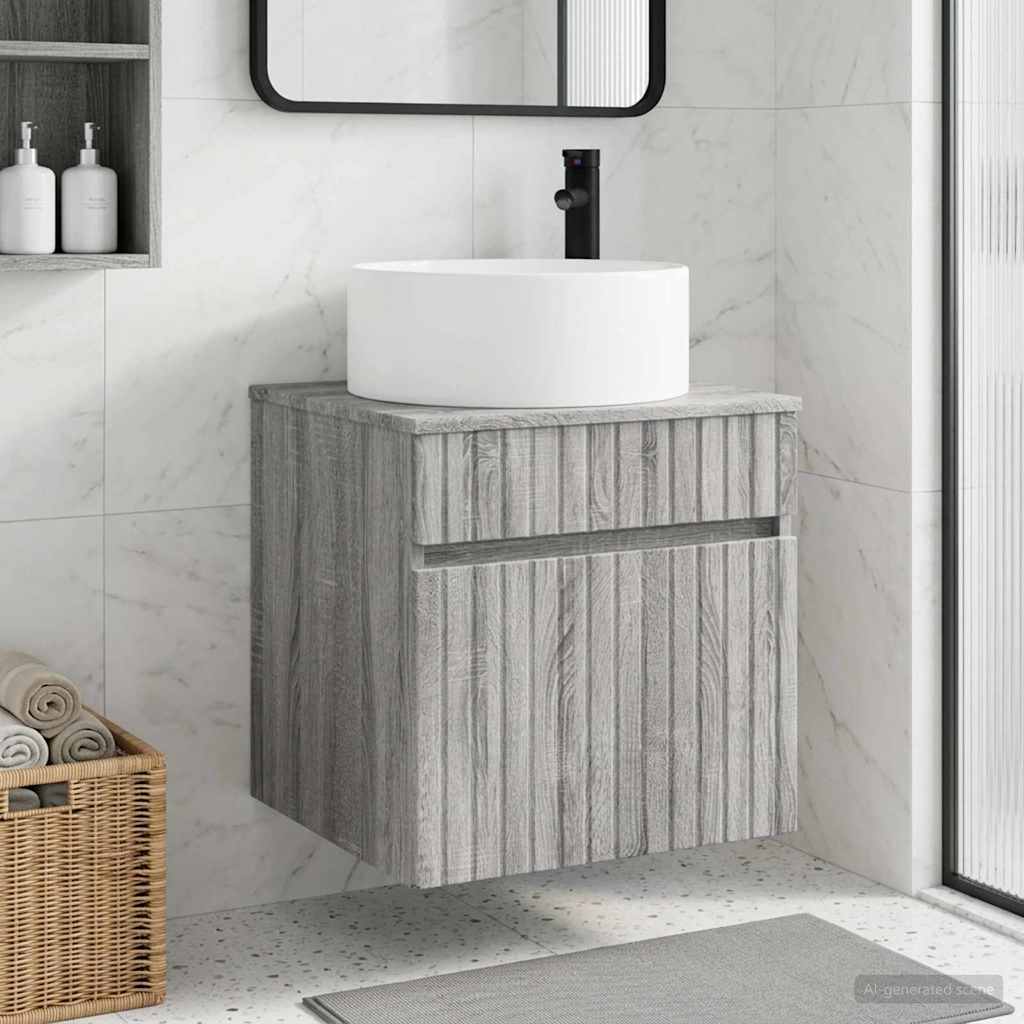 Vidaxl wandgemonteerde wastafelmeubel grijs sonoma 49 x 44,5 x 65,5 cm