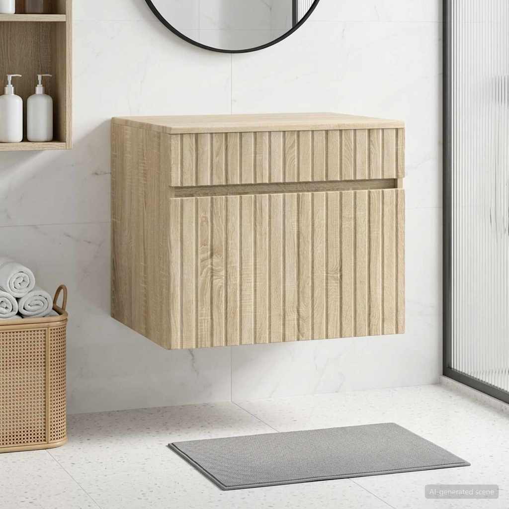 Vidaxl wand gemonteerde badkamerkast sonoma eiken 59 x 44,5 x 50 cm