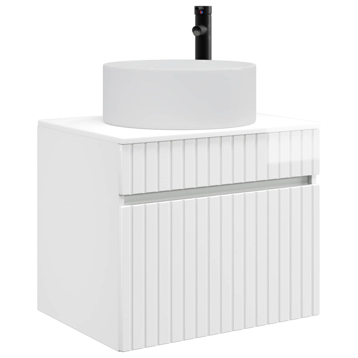 Vidaxl wand gemonteerde badkamerkast hoogglans wit 59 x 44,5 x 50 cm