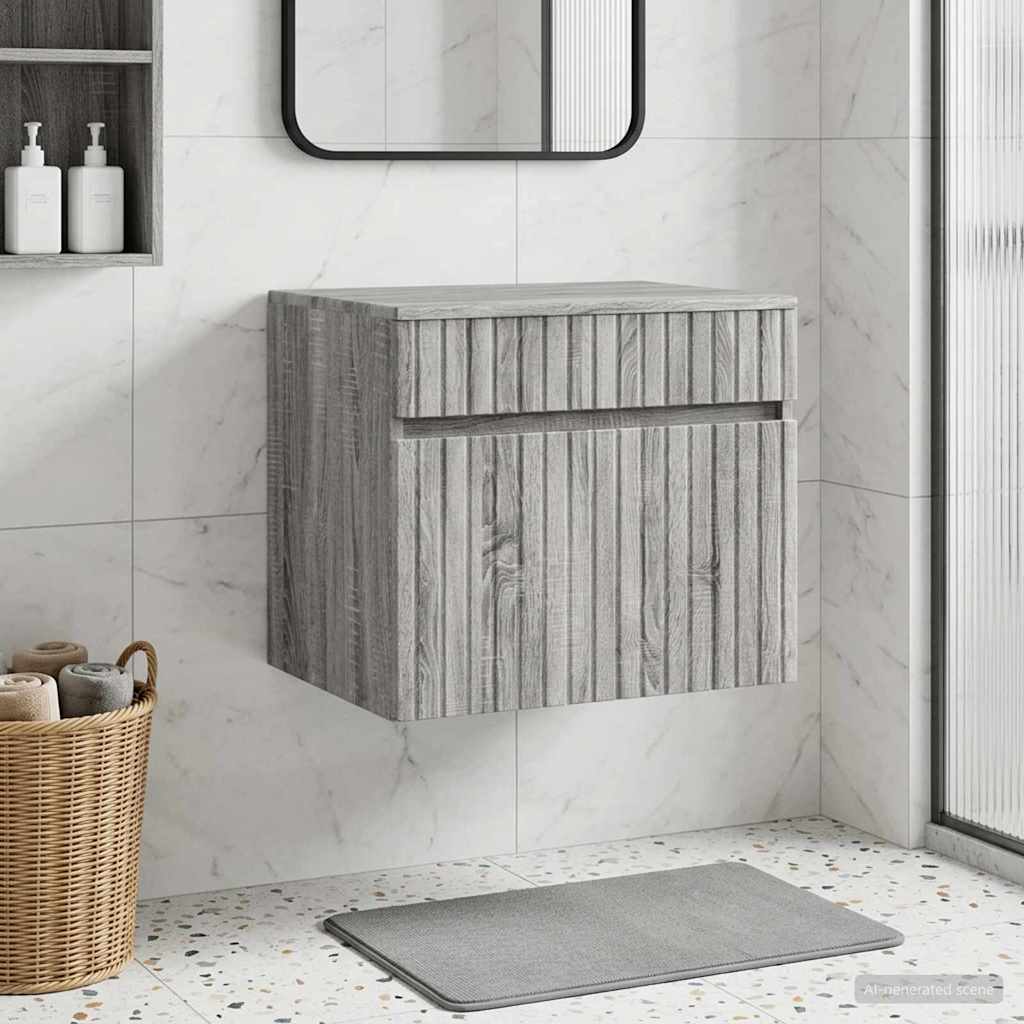 Vidaxl wand gemonteerde badkamerkast grijs sonoma 59 x 44,5 x 50 cm