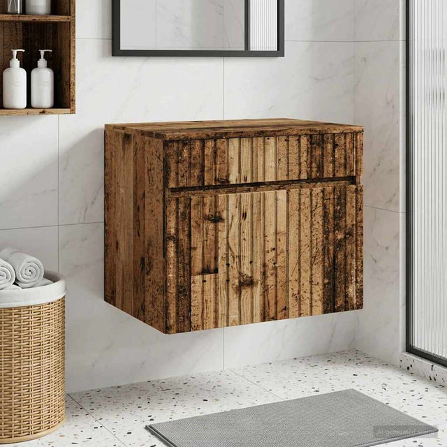 Vidaxl wand gemonteerde badkamerkast oud hout 59 x 44,5 x 50 cm