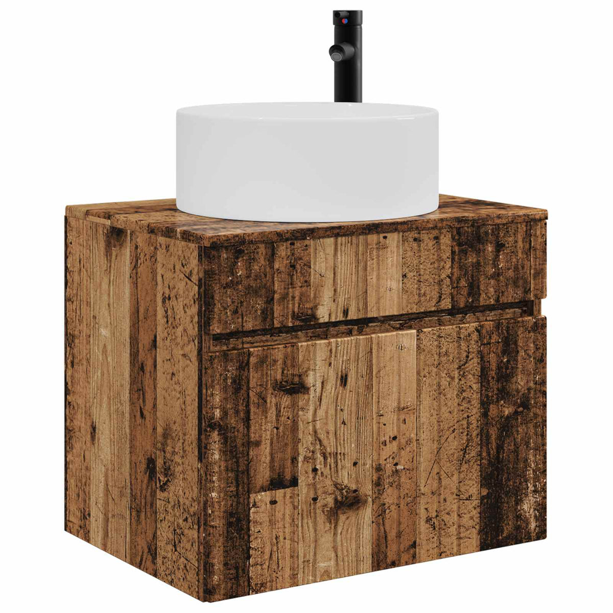 Vidaxl wand gemonteerde badkamerkast oud hout 59 x 44,5 x 50 cm