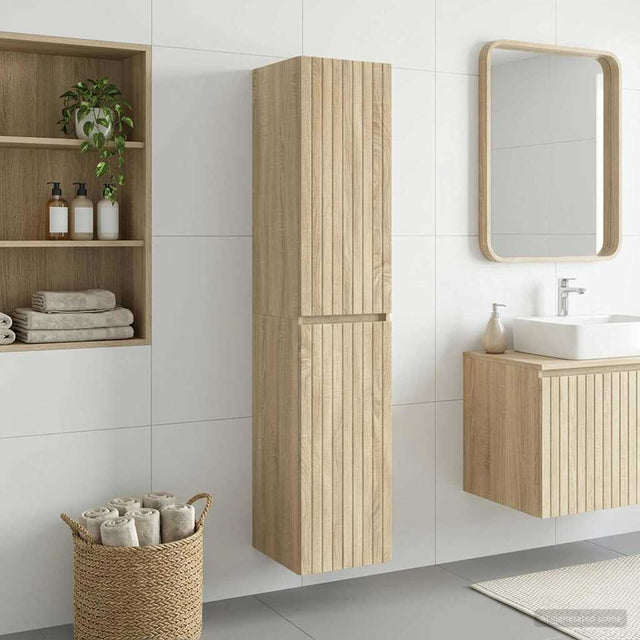 Vidaxl wand gemonteerde badkamerkast sonoma eiken 33 x 34,5 x 160 cm