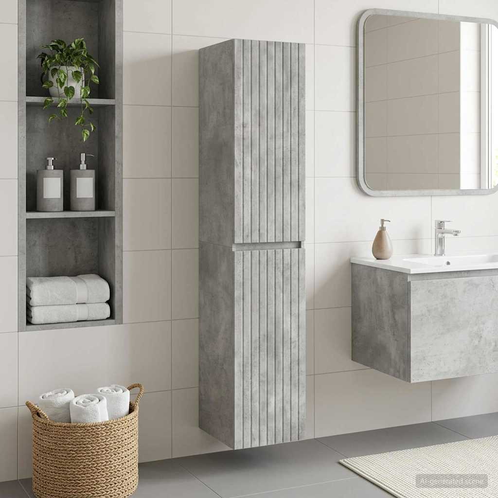 Vidaxl wand gemonteerde badkamerkast betongrijs 33 x 34,5 x 160 cm