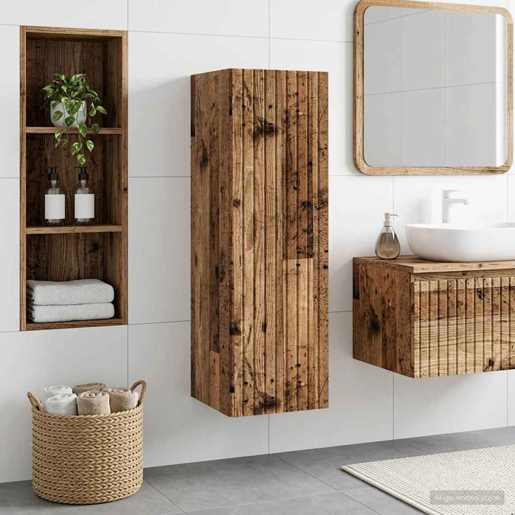 Vidaxl wand gemonteerde badkamerkast oud hout 33 x 34,5 x 100 cm