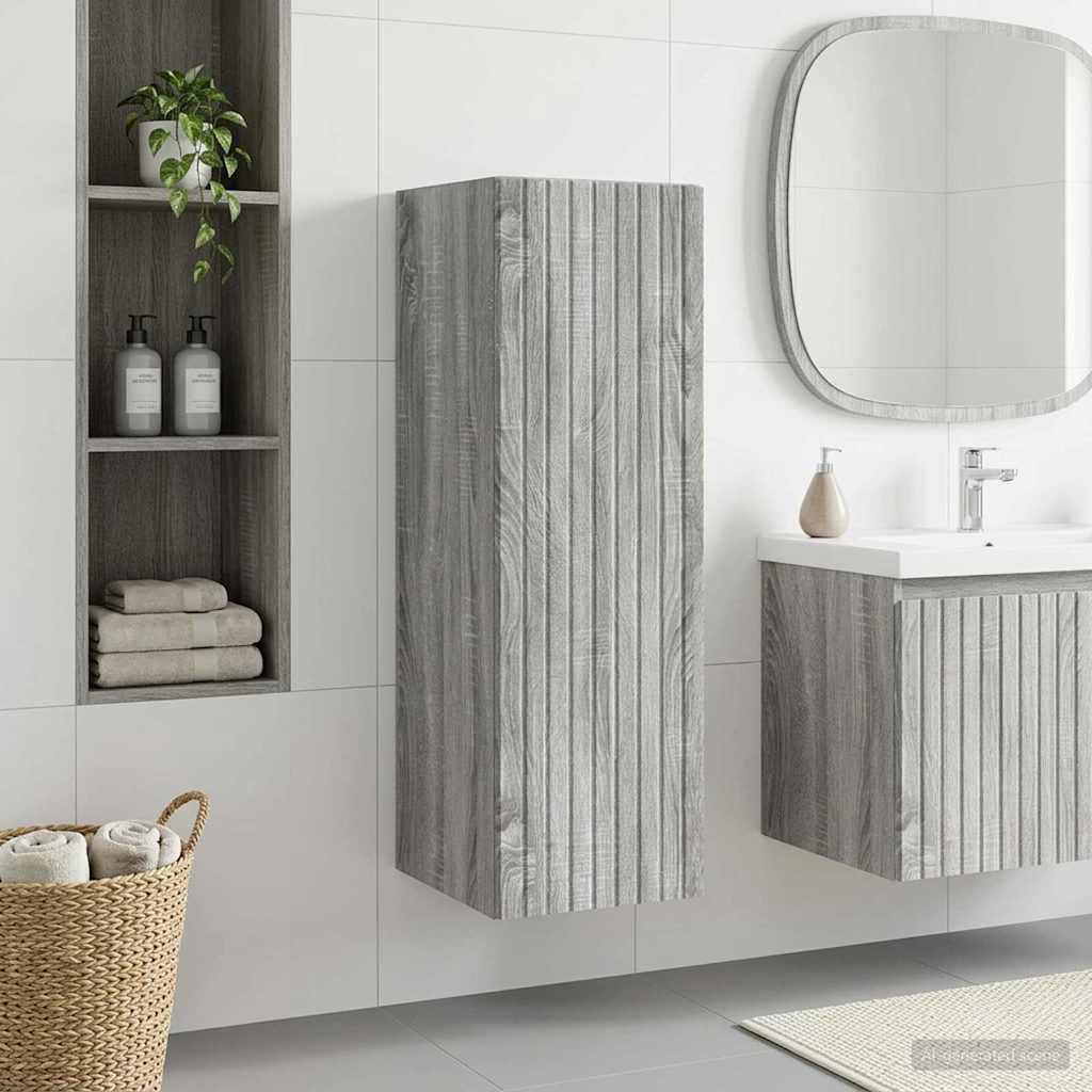 Vidaxl wand gemonteerde badkamerkast grijs sonoma 33 x 34,5 x 60 cm