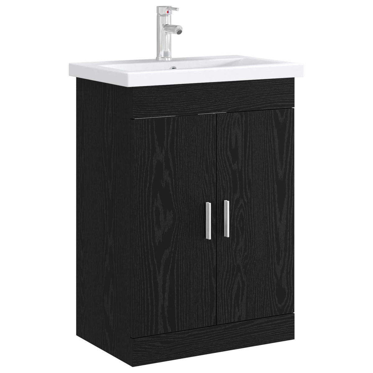 Vidaxl badkamer onder wasbak kast zwart eiken 56 x 37,5 x 81 cm