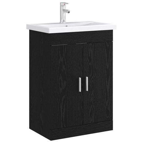 Vidaxl badkamer onder wasbak kast zwart eiken 56 x 37,5 x 81 cm