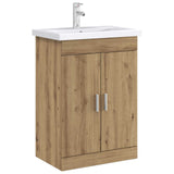 Vidaxl badkamer onder wasbak kast artisanaal eiken 56 x 37,5 x 81 cm