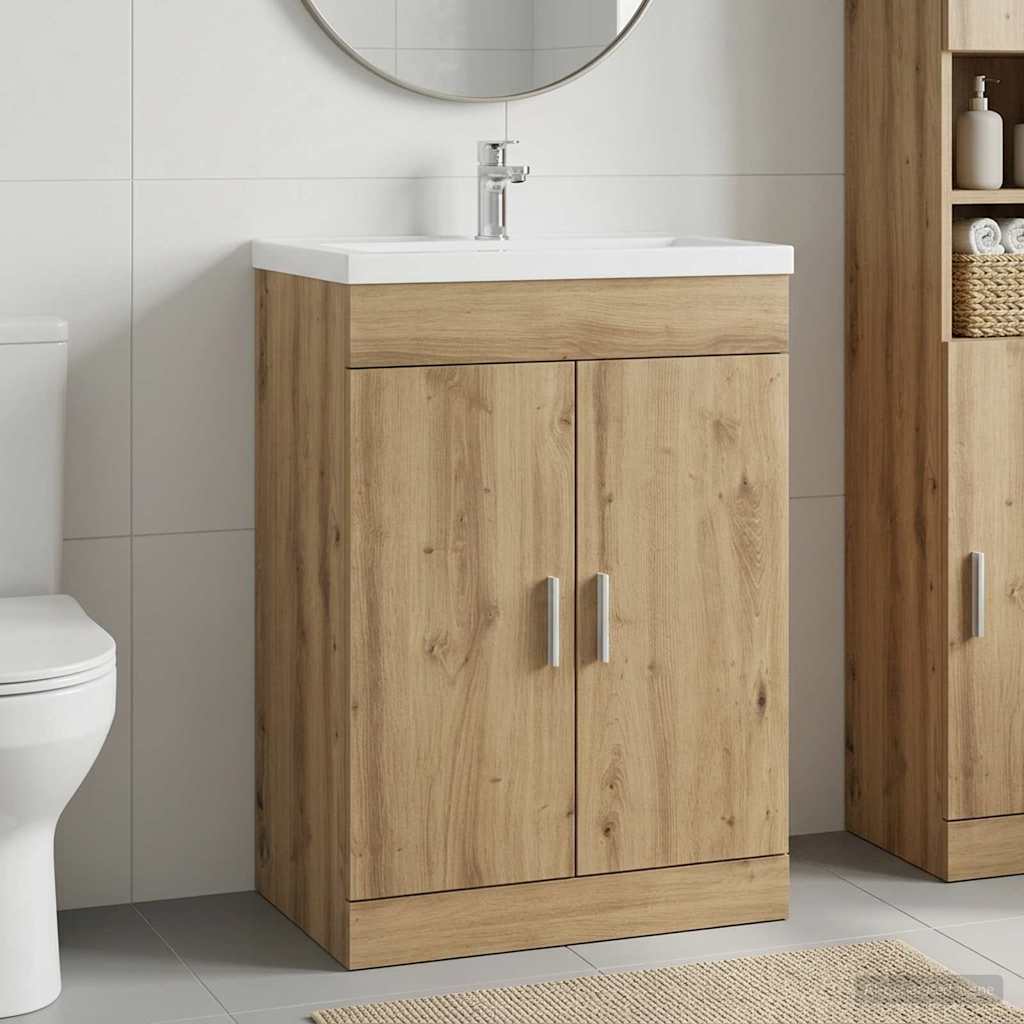 Vidaxl badkamer onder wasbak kast artisanaal eiken 78,5 x 37,5 x 81 cm