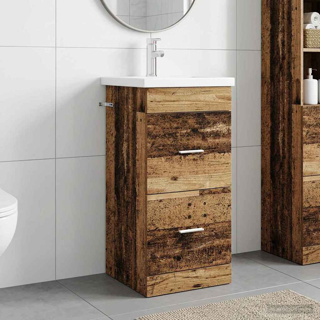 Vidaxl badkamermeubel met wasbak oud hout 42 x 40 x 84,5 cm