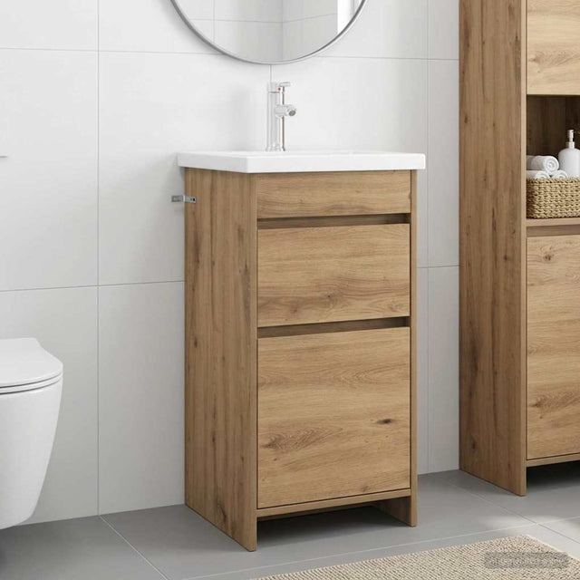 Vidaxl badkamermeubel met wasbak artisanaal eiken 42 x 40 x 84,5 cm