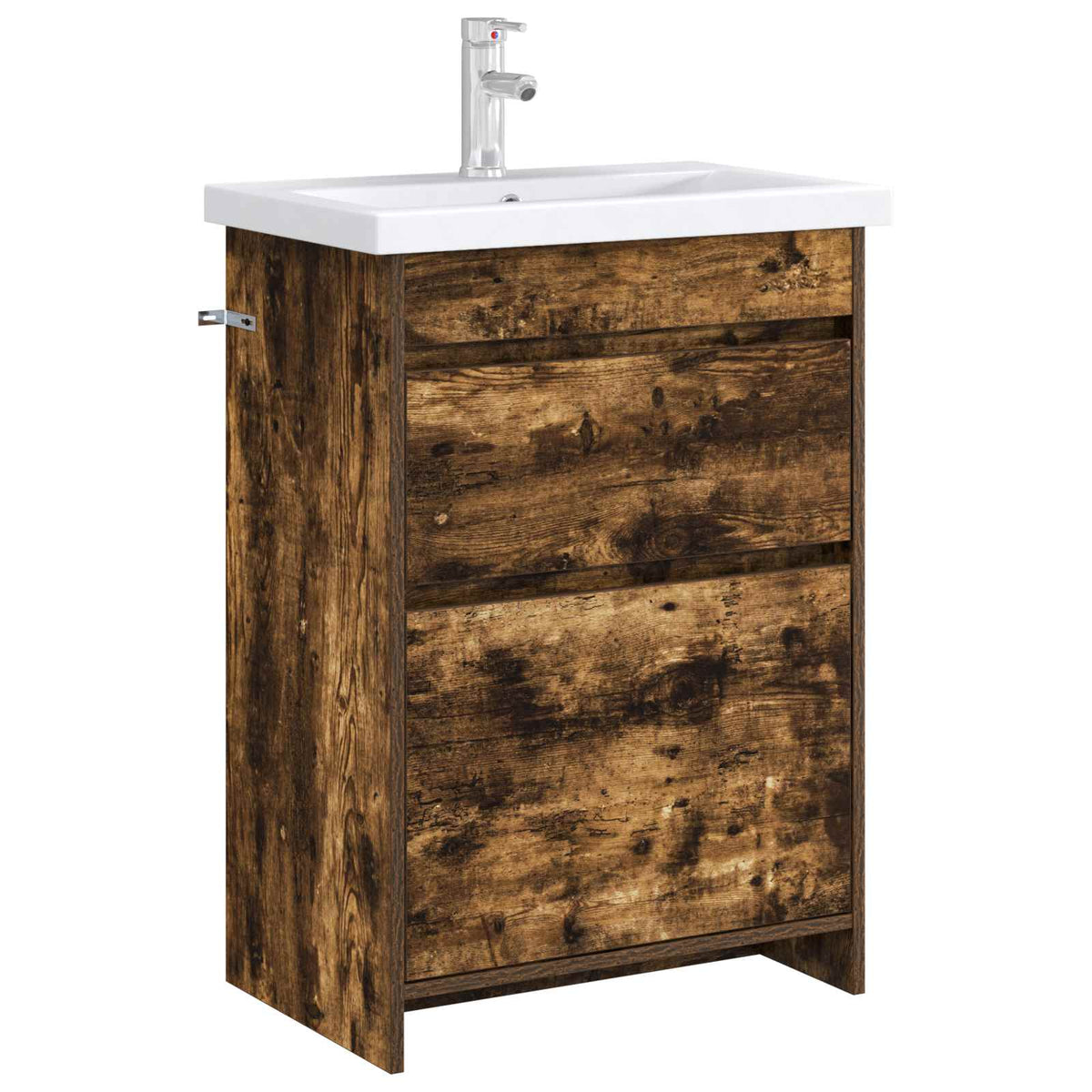 Vidaxl badkamer onder wasbak kast gerookt eiken 56 x 37,5 x 81 cm