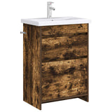 Vidaxl badkamer onder wasbak kast gerookt eiken 56 x 37,5 x 81 cm