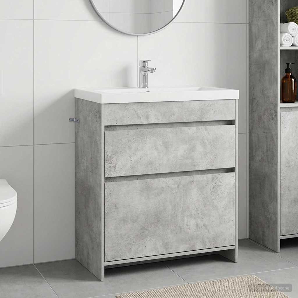 Vidaxl badkamer onder wasbak kast betongrijs 78,5 x 37,5 x 81 cm