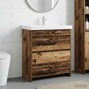 Vidaxl badkamer onder wasbak kast oud hout 78,5 x 37,5 x 81 cm