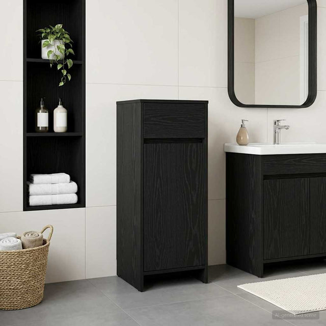 Vidaxl badkamerkast zwart eiken 35 x 36,5 x 85 cm bewerkt hout