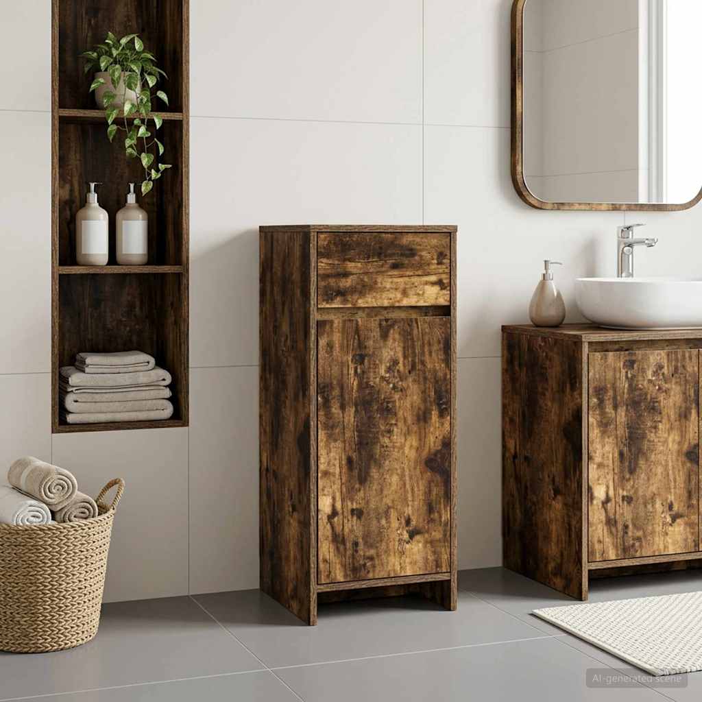 Vidaxl badkamerkast gerookt eiken 35 x 36,5 x 85 cm bewerkt hout