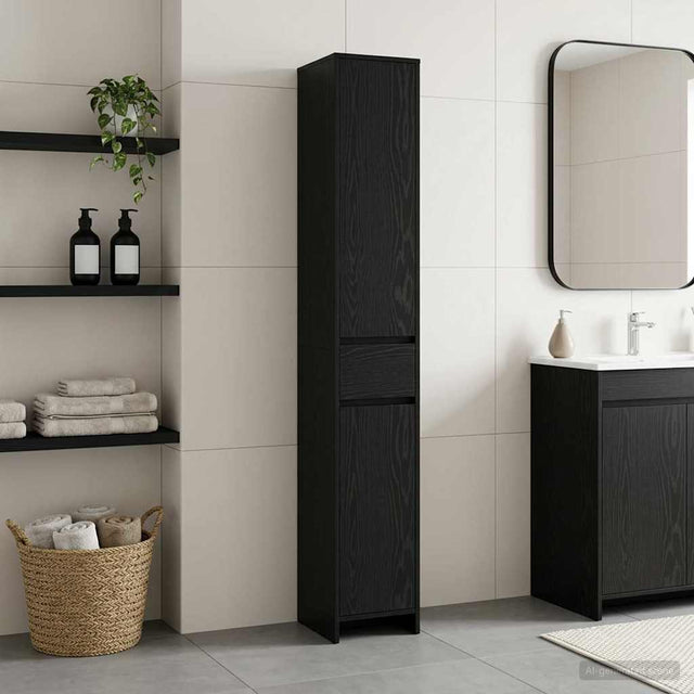 Vidaxl badkamerkast zwart eiken 30 x 33 x 190 cm bewerkt hout