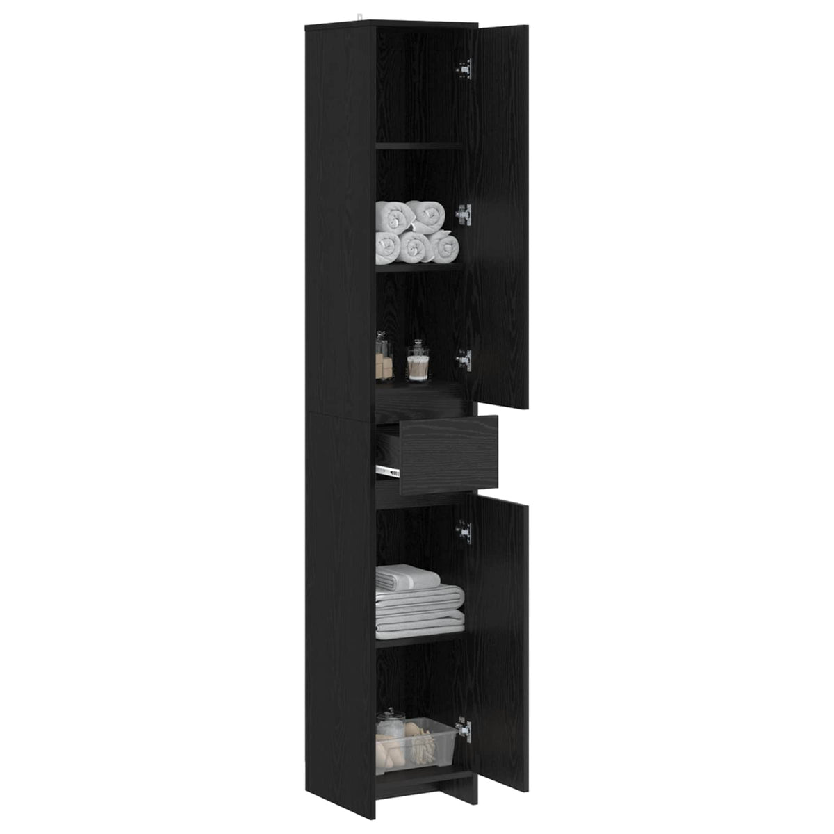 Vidaxl badkamerkast zwart eiken 30 x 33 x 190 cm bewerkt hout