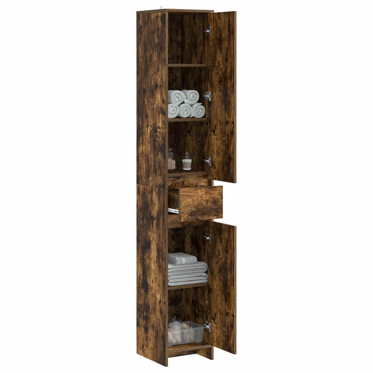 Vidaxl badkamerkast gerookt eiken 30 x 33 x 190 cm bewerkt hout