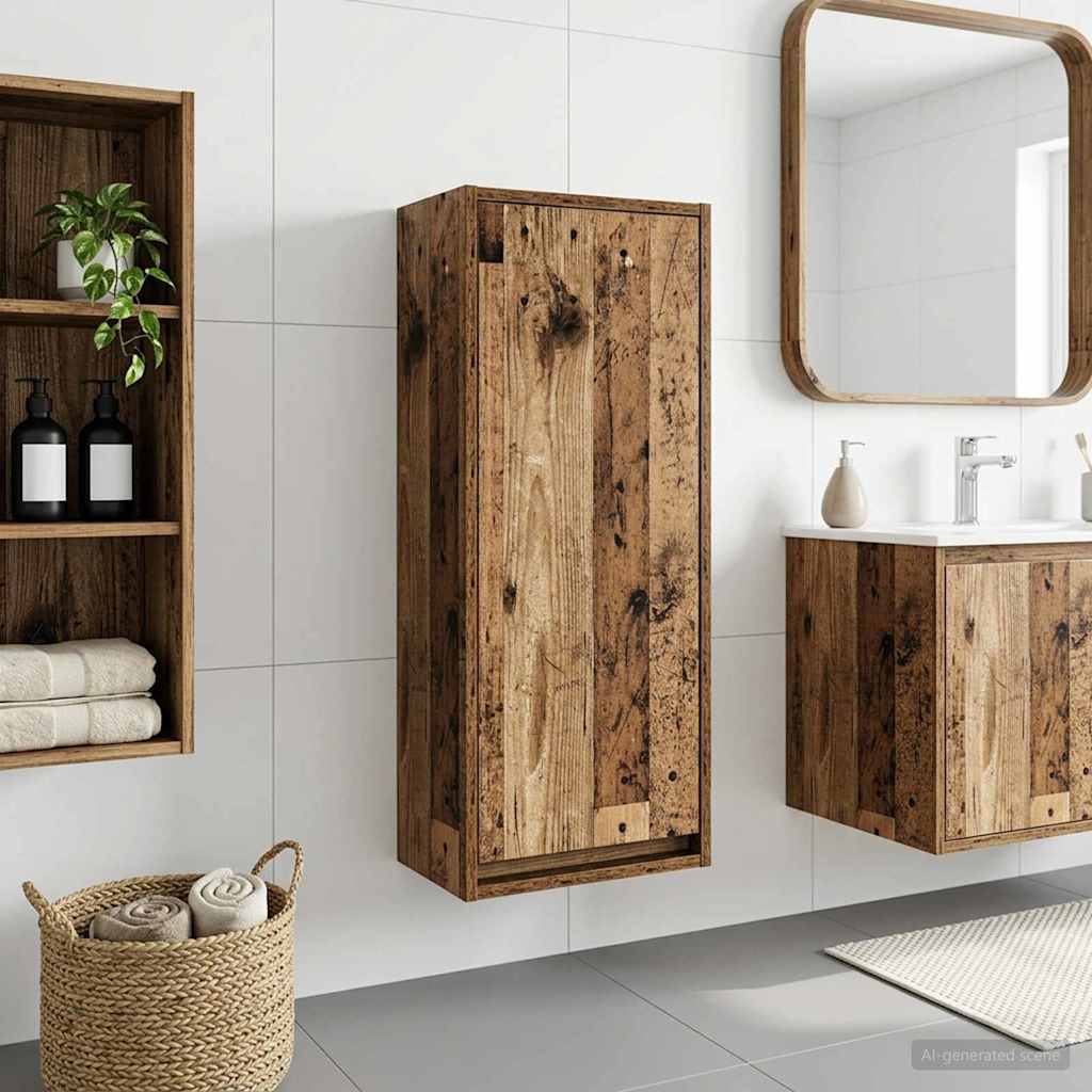 Vidaxl wandgemonteerde wastafelmeubel oud hout 35 x 20 x 81 cm