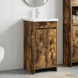 Vidaxl badkamermeubel met wasbak gerookt eiken 42 x 40 x 84,5 cm