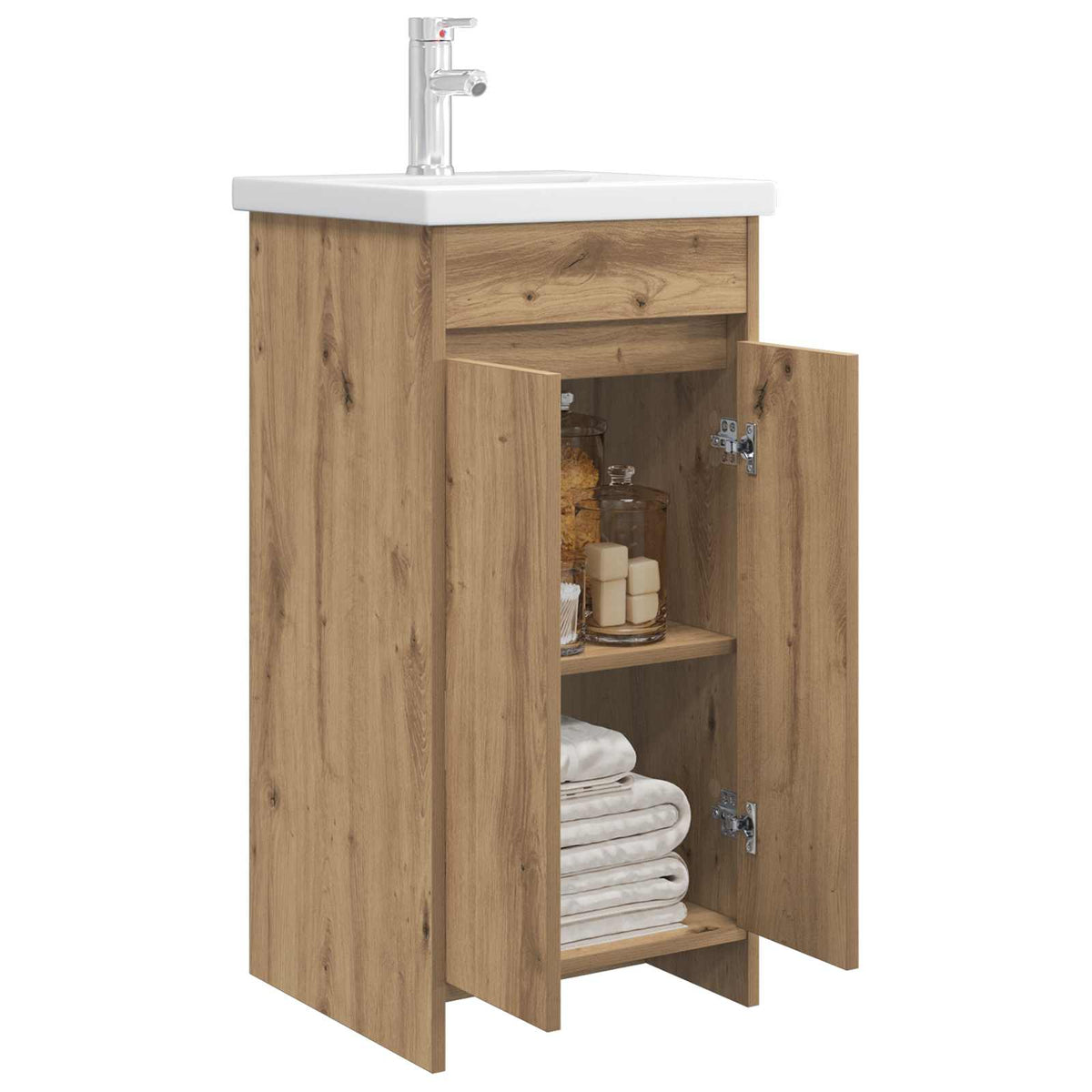 Vidaxl badkamermeubel met wasbak artisanaal eiken 42 x 40 x 84,5 cm