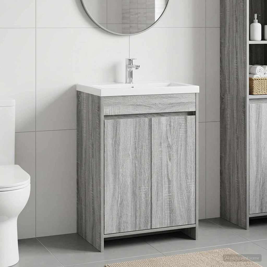 Vidaxl badkamer onder wasbak kast grijs sonoma 56 x 37,5 x 81 cm