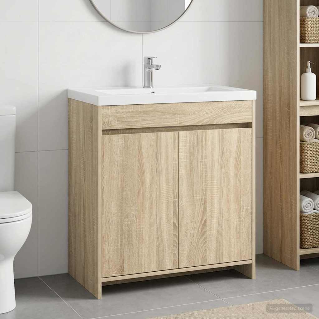 Vidaxl badkamer onder wasbak kast sonoma eiken 78,5 x 37,5 x 81 cm
