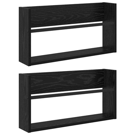 Vidaxl tijdschrift rek 2 st zwart eiken 60 x 12 x 30 cm bewerkt hout
